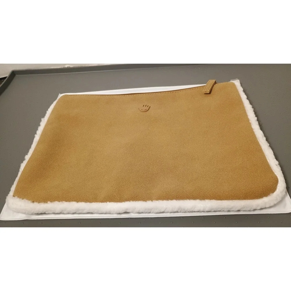Touchland Travel Pouch Unisex Chestnut New Limited Edition Shearling Faux Suede